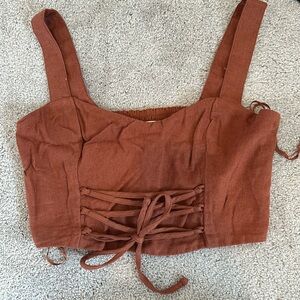 ABERCROMBIE & FITCH - Corset Crip Tank - Burnt Orange - S